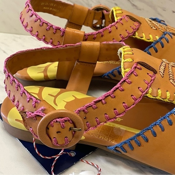 Farm Rio Women's Caramel Palm Tree Sandal Brown Boho Colorful US 6.5 NWT. - Picture 8 of 9